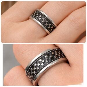 Brand New!! Titanium checkered pattern eternity band